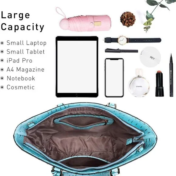 Women Satchel Handbag Faux Leather Tote with Matching Clutch and Tassel - Picture 5 of 6